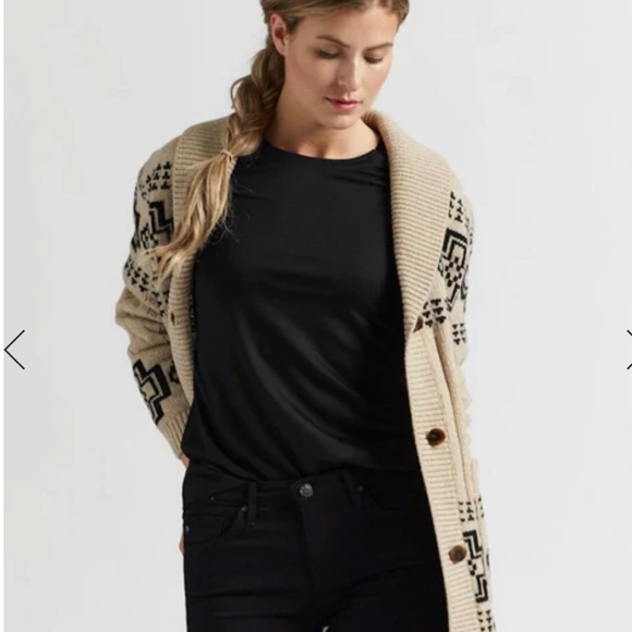 Pendleton Lambswool Cable Cardigan - size small, ivory/black harding - Picture 4 of 10